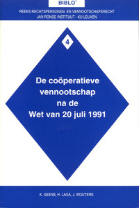 De coöperatieve vennootschap na de Wet van 20 juli 1991